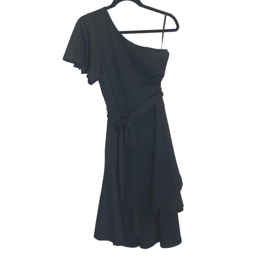 Grace Karin Women's Black One Shoulder Hi-Low Asymmetrical Dress Size L New  NWT - Picture 2 of 6